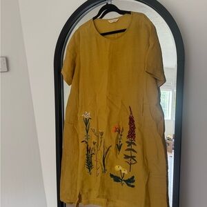 Yellow Floral Embroidered Dress
